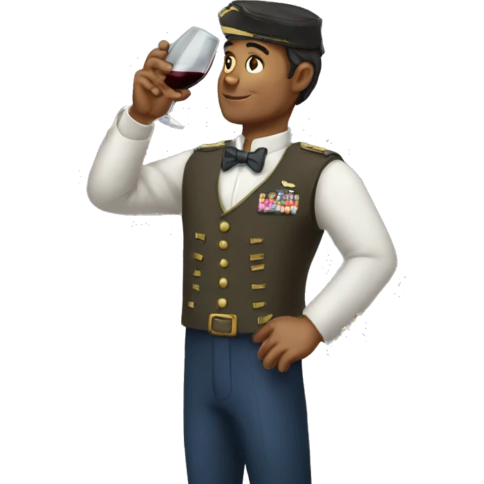 please make a man saluting while drinking a glass of wine emoji