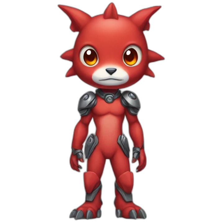 red baby Digimon creature full body emoji
