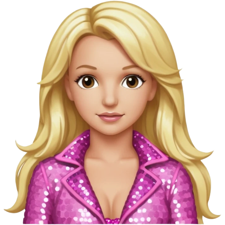 Britney Spears with long blonde hair, pink sequin outfit emoji