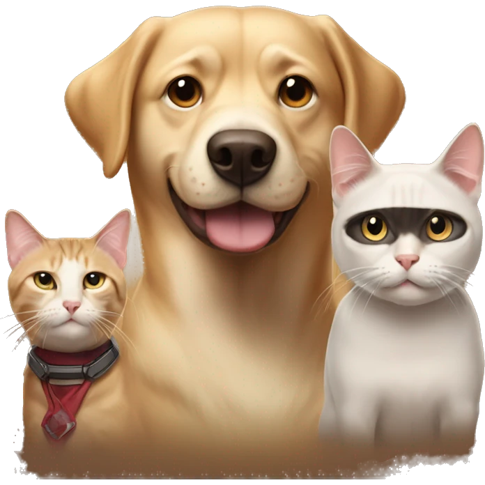 Buff dog with Elon Musk and buff cat emoji