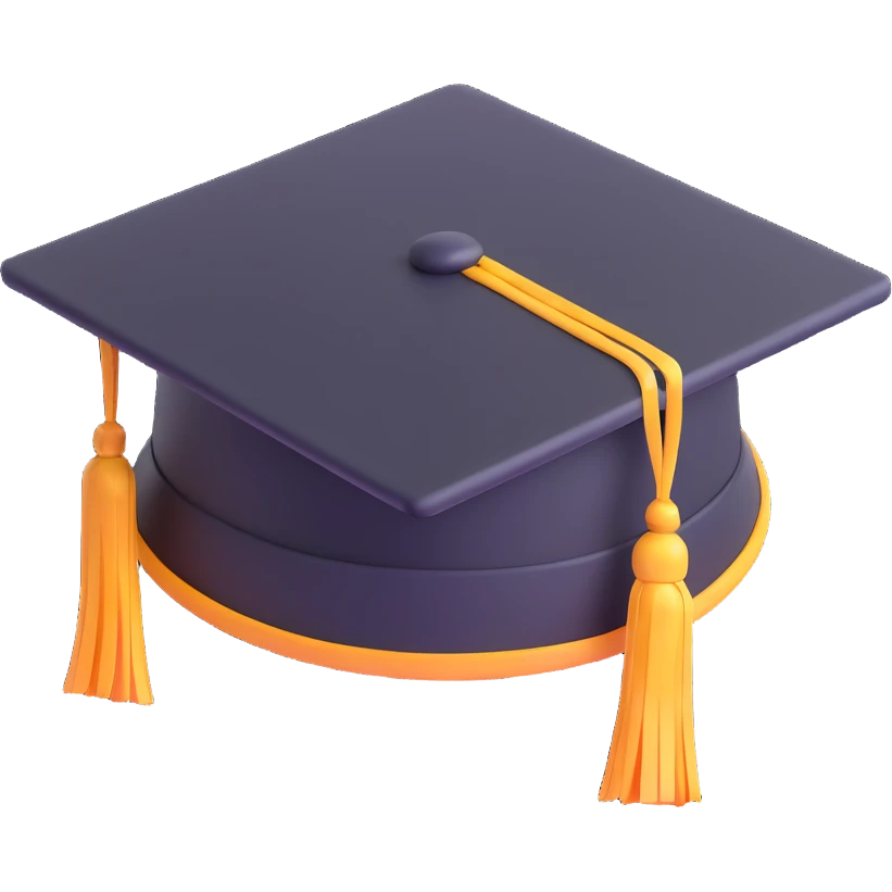 3d mortarboard hat, icon style, bold and clear, no text emoji