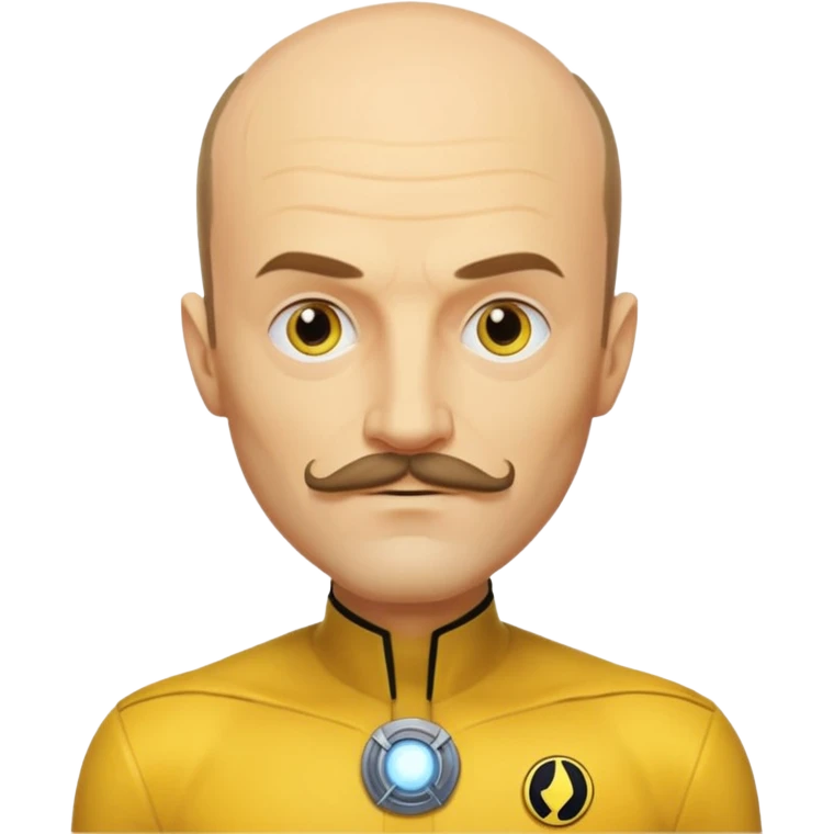 dc sinestro yellow outfit with mustache and balding head emoji