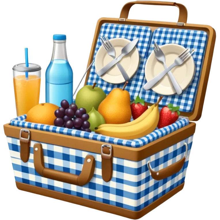 blue plaid lining basket with both food, drink and fruits emoji