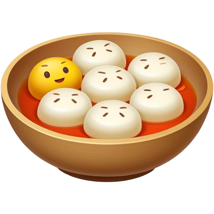 Suzhou sweet glutinous rice balls with filling, simplified emoji style with bold outlines and bright colors, cartoon style Chinese tangyuan dessert emoji