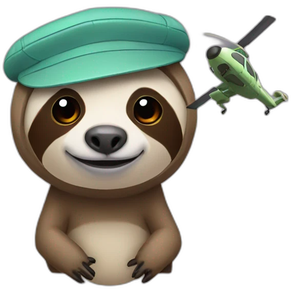sloth with a helicopter cap emoji