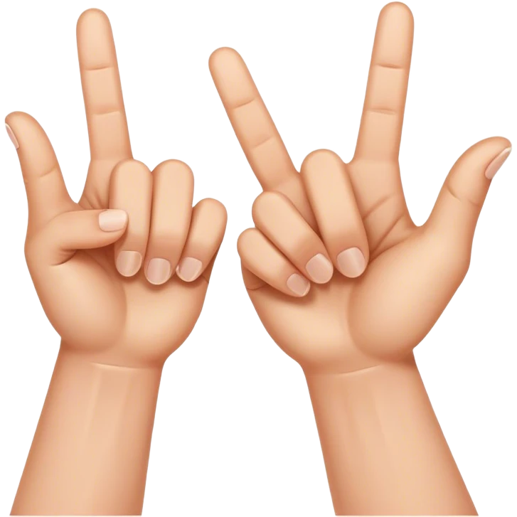 Thumbs out, index fingers up and three fingers down. Both hands touching one another  emoji
