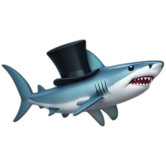 Shark with a top hat emoji