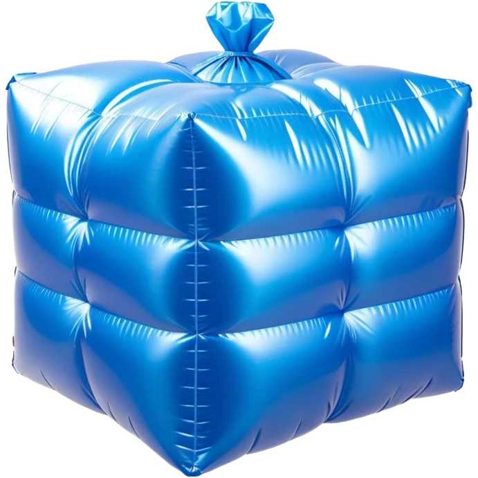 3D render of Bubble Wrapt made of shiny inflatable vinyl, visible seam lines, air valve, highly reflective plastic texture, pool toy aesthetic. emoji