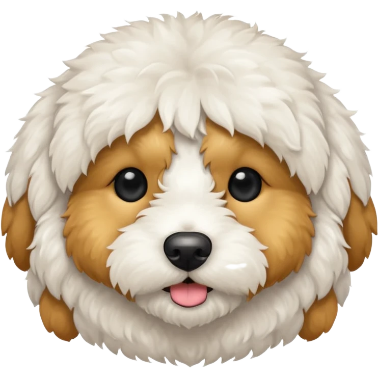Can you make me an emoji of a very white mini goldendoodle that looks at more poodle with black eyes and a round face? emoji