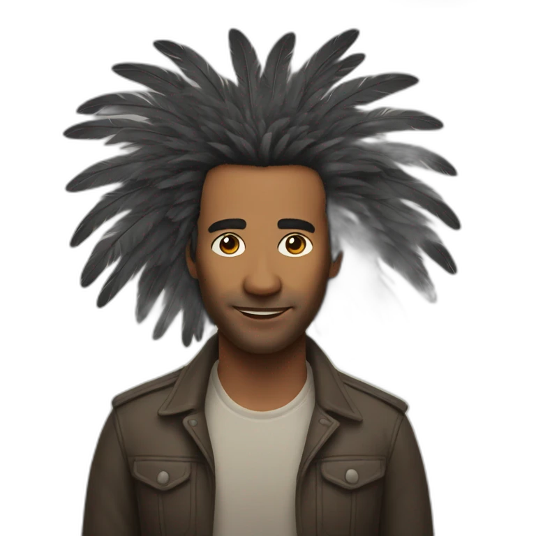 man with feathers for hair emoji