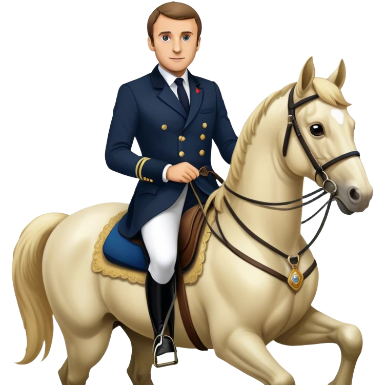 Président français Emanuel Macron sur un cheval  emoji