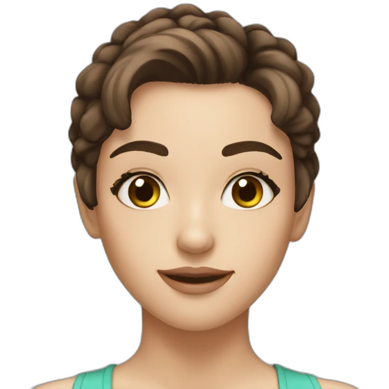 Attractive girl with short brown hair and hazel eyes and long eyelashes emoji