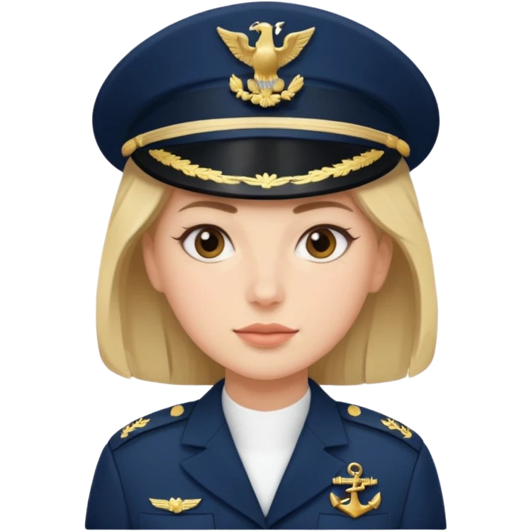 Female navy soldier, bigger face. emoji