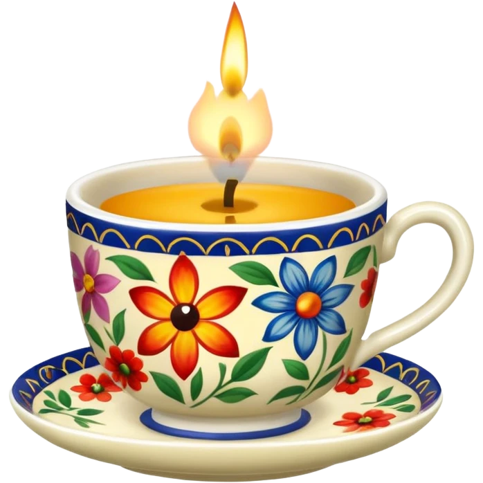 flower patterned teacup candle emoji