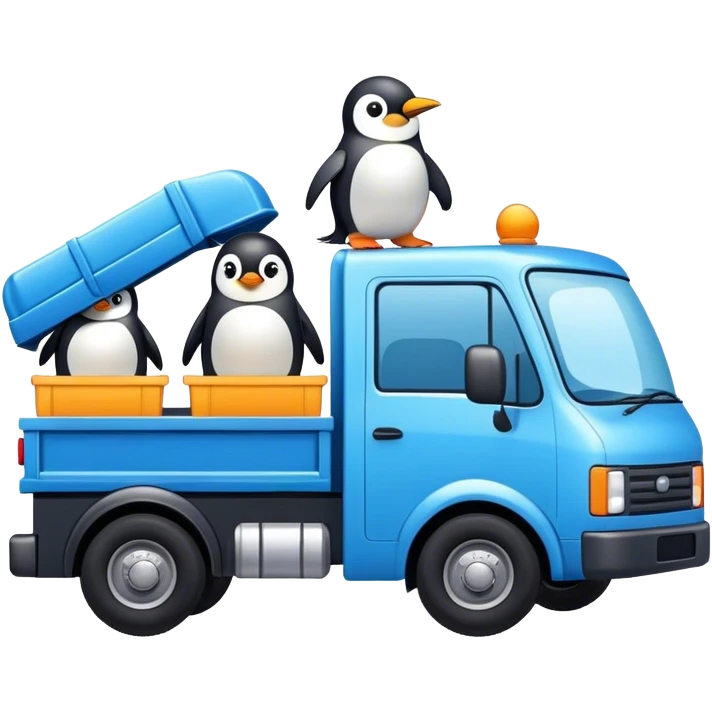 Camion de la marque « Rent And Drop » bleu avent pingouin  emoji