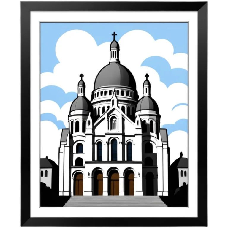 
now I want the Sacre Coeur church in black and white emoji