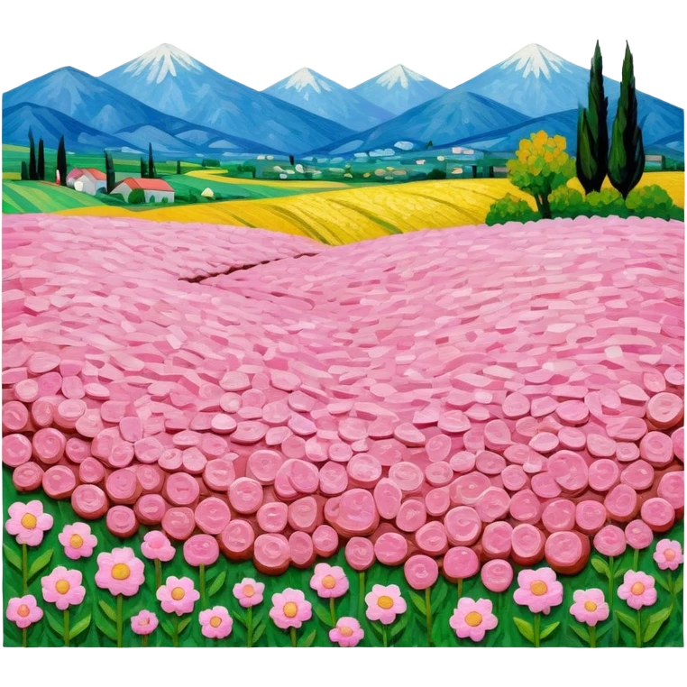 van gogh style pink SPAM  meat flowers landscape emoji