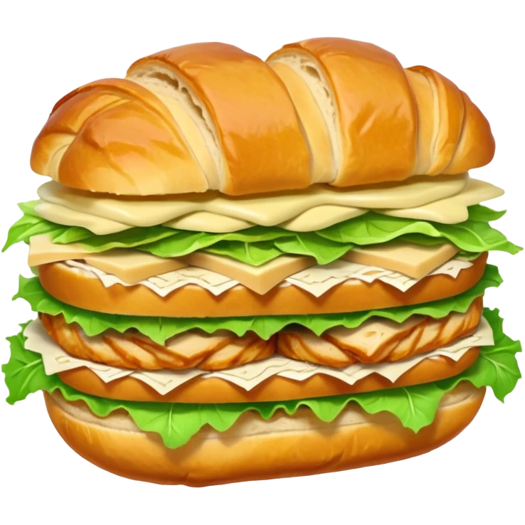 Croissant chicken and Cesar salad sandwich emoji. One layer of chicken and one layer of Cesar lettuce that’s it  emoji