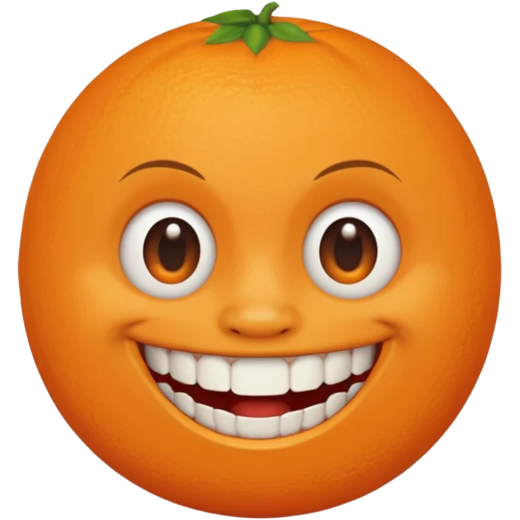 A round Orange face, with sharp teeth smiling  emoji