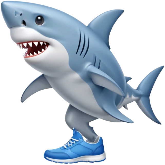 shark walking like a dog in blue sneakers  emoji