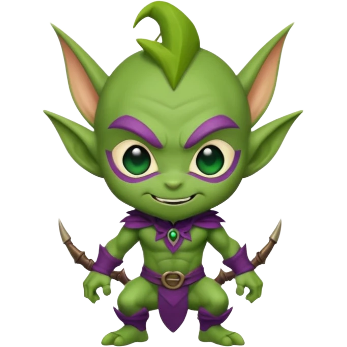 short green goblin, cute chibi full body emoji