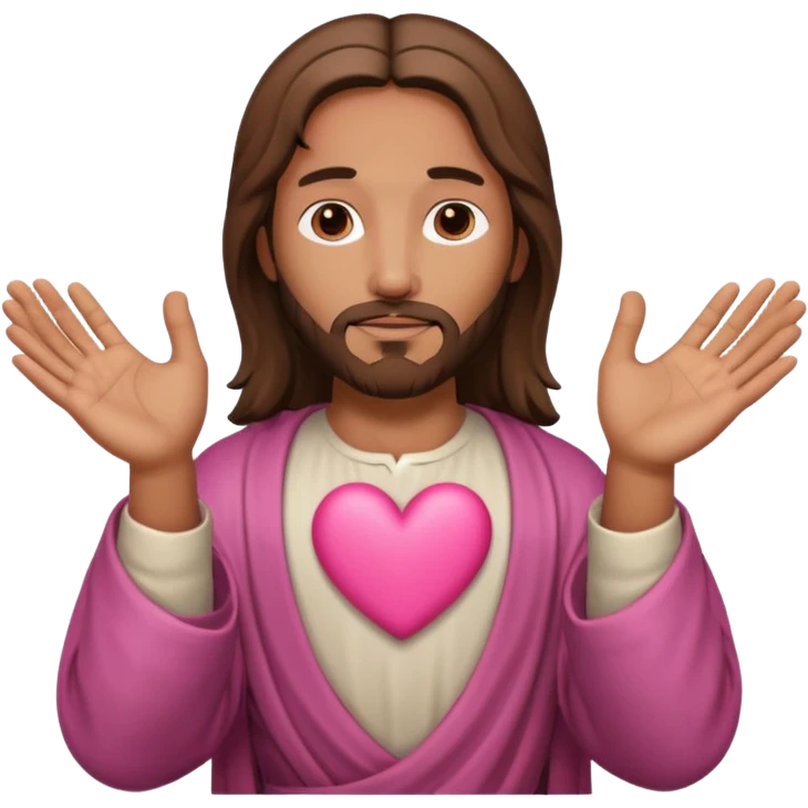 Jesus making pink heart with hands emoji