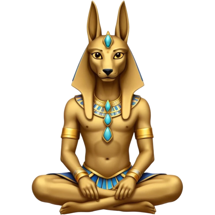 Ancient style lavishly adorned anubis staged formally sitting posed emoji