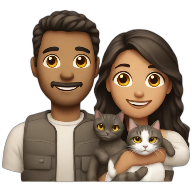 Couple with cat emoji