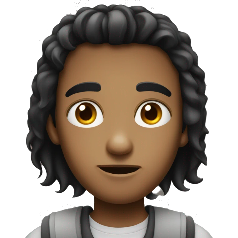 Boy with blak hair beging eyes iOS style emoji