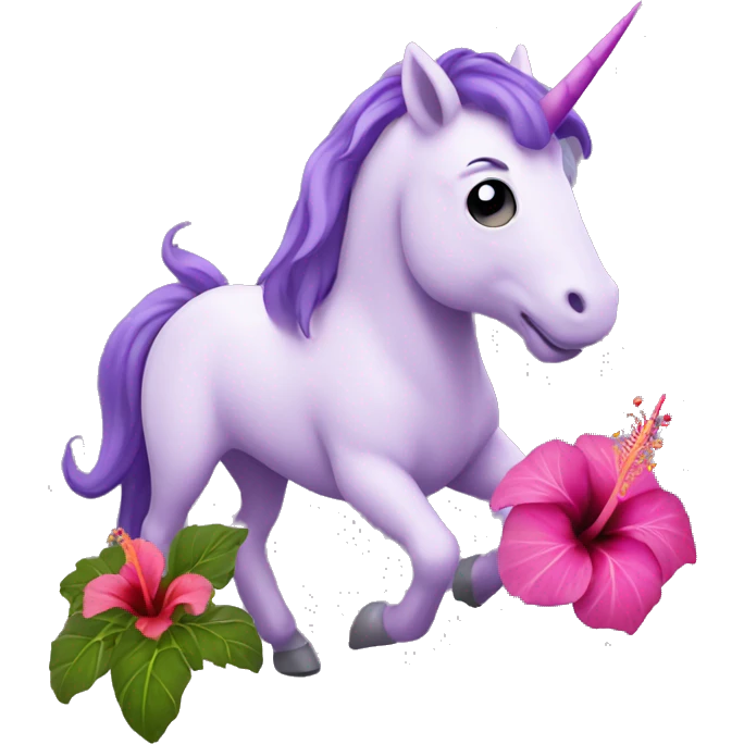 Purple unicorn with hibiscus  emoji