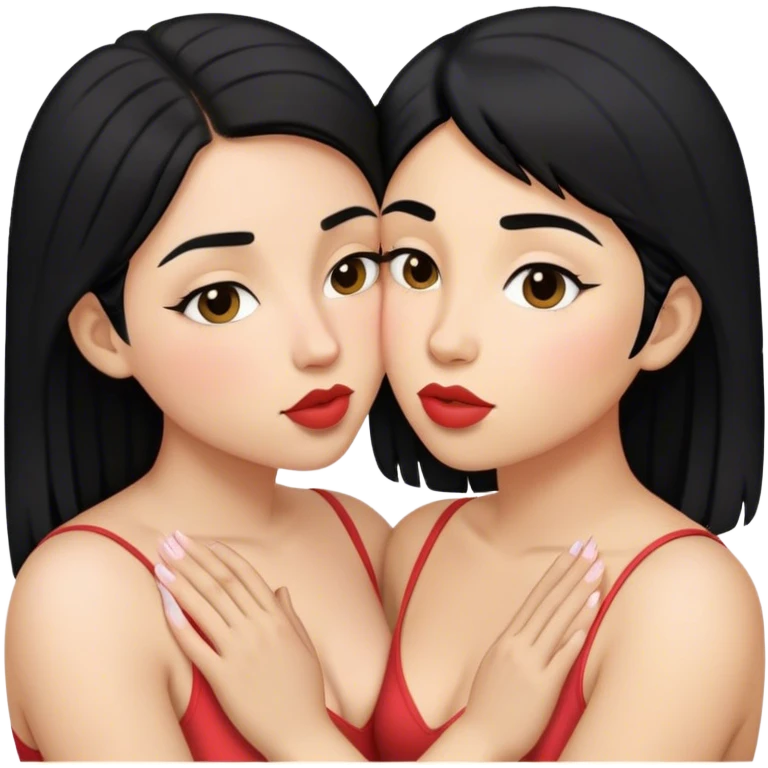 lesbian couple holding and kissing . black hair emoji