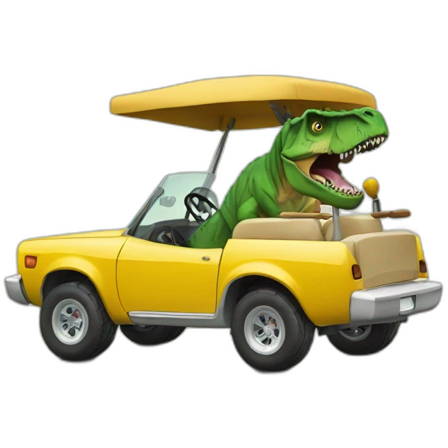 t-rex in a caddie emoji