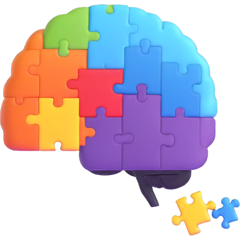 brain solving puzzle, critical thinking emoji