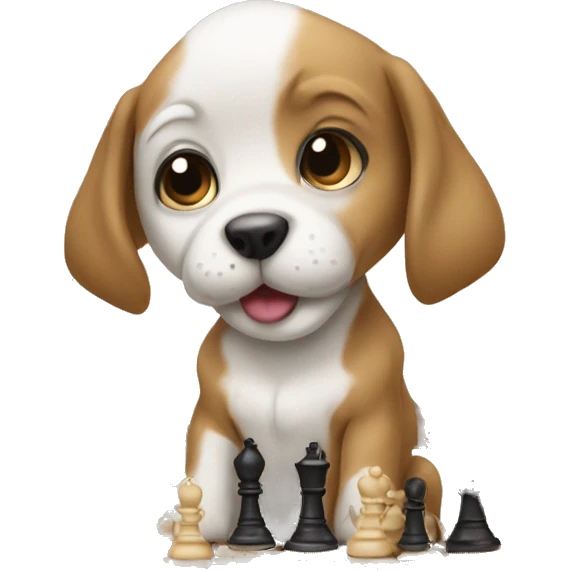 Puppy playing chess emoji
