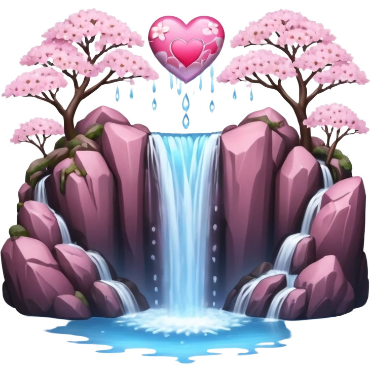 heart with sakura and a sparkling waterfall emoji