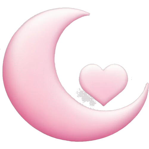 Baby Pink crescent moon and heart   emoji