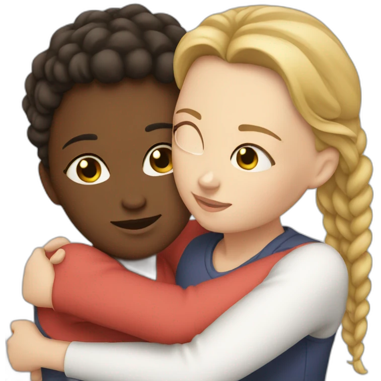 Two white girl hugging each other  emoji