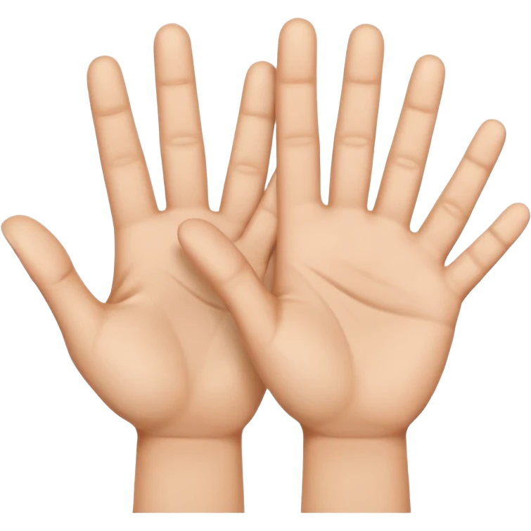 both palms together, all fingers visible, representing the number 10 emoji