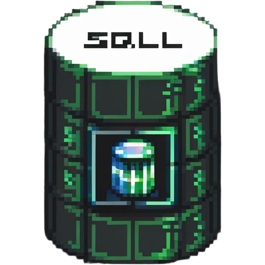 SQL logo with database cylinder icon and table structure emoji