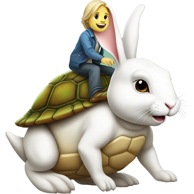 Rabbit riding turtle  emoji