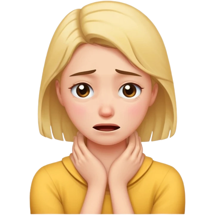 a girl crying with her arms around her neck emoji