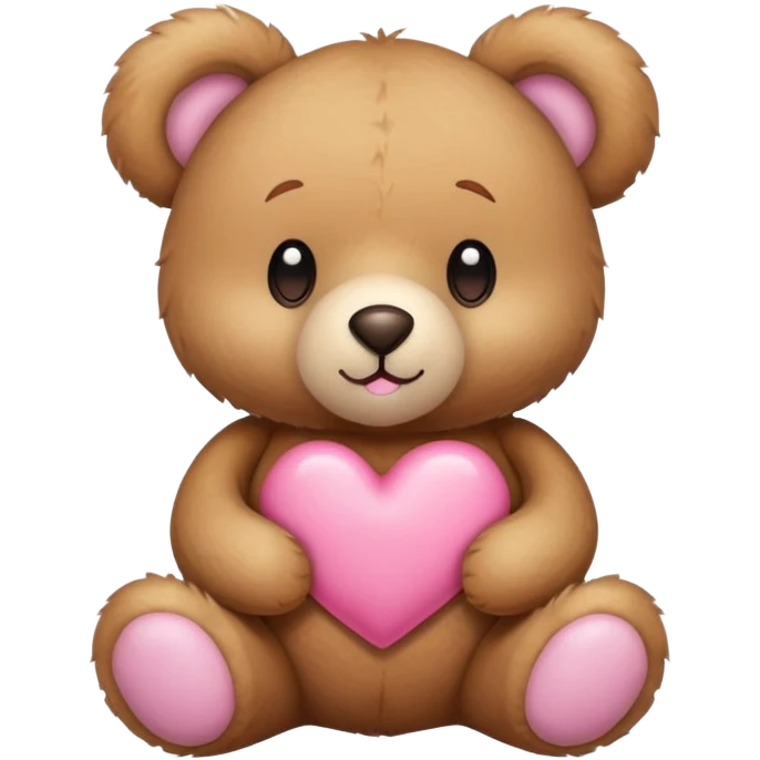light brown teddy bear with a pink heart on the tummy. make it cute and warm looking  emoji