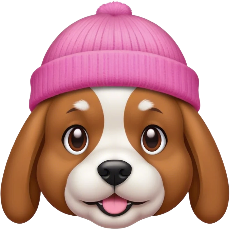 dog wearing a pink beanie emoji