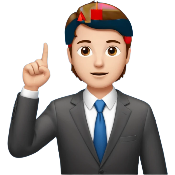 mach mir einen Trader der an der Börse arbeitet der so mit dem Finger nach oben zeigt. Mit braunen haaren emoji