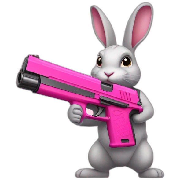 rabbit holding a pink gun emoji