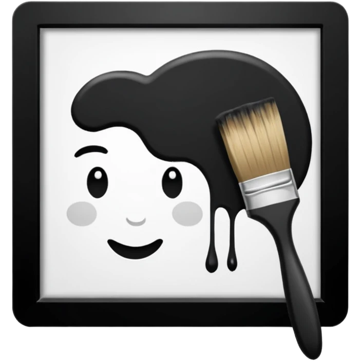 Visualize on-brand content — instantly. black white pallete preferred. brush painting on a canvas. app icon. emoji