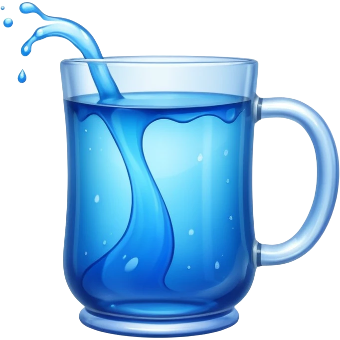 A large clear glass mug with a bright blue liquid inside. emoji