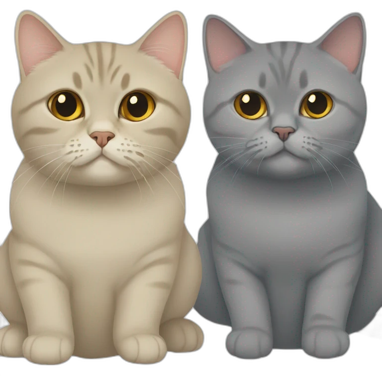 A golden British shorthair next to a grey British shorthair emoji