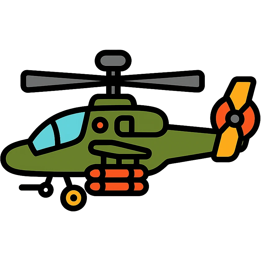 colored Apache helicopter icon emoji