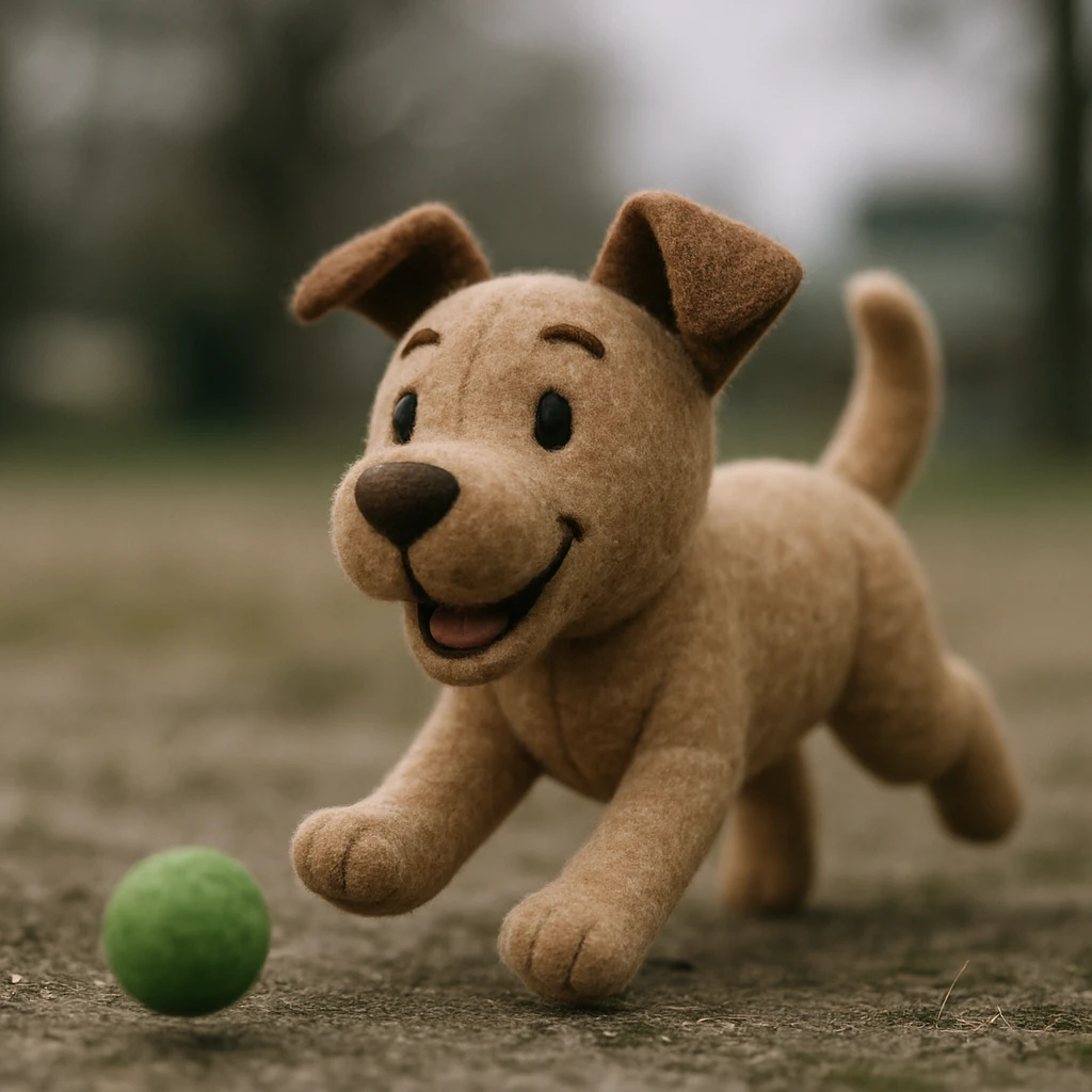 happy dog running after ball emoji